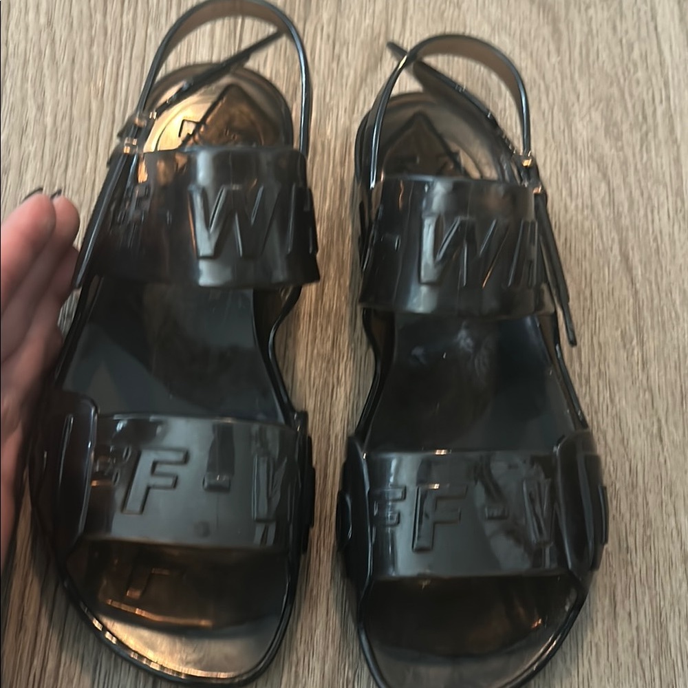 Off-White Black Jelly Logo Strap Sandals